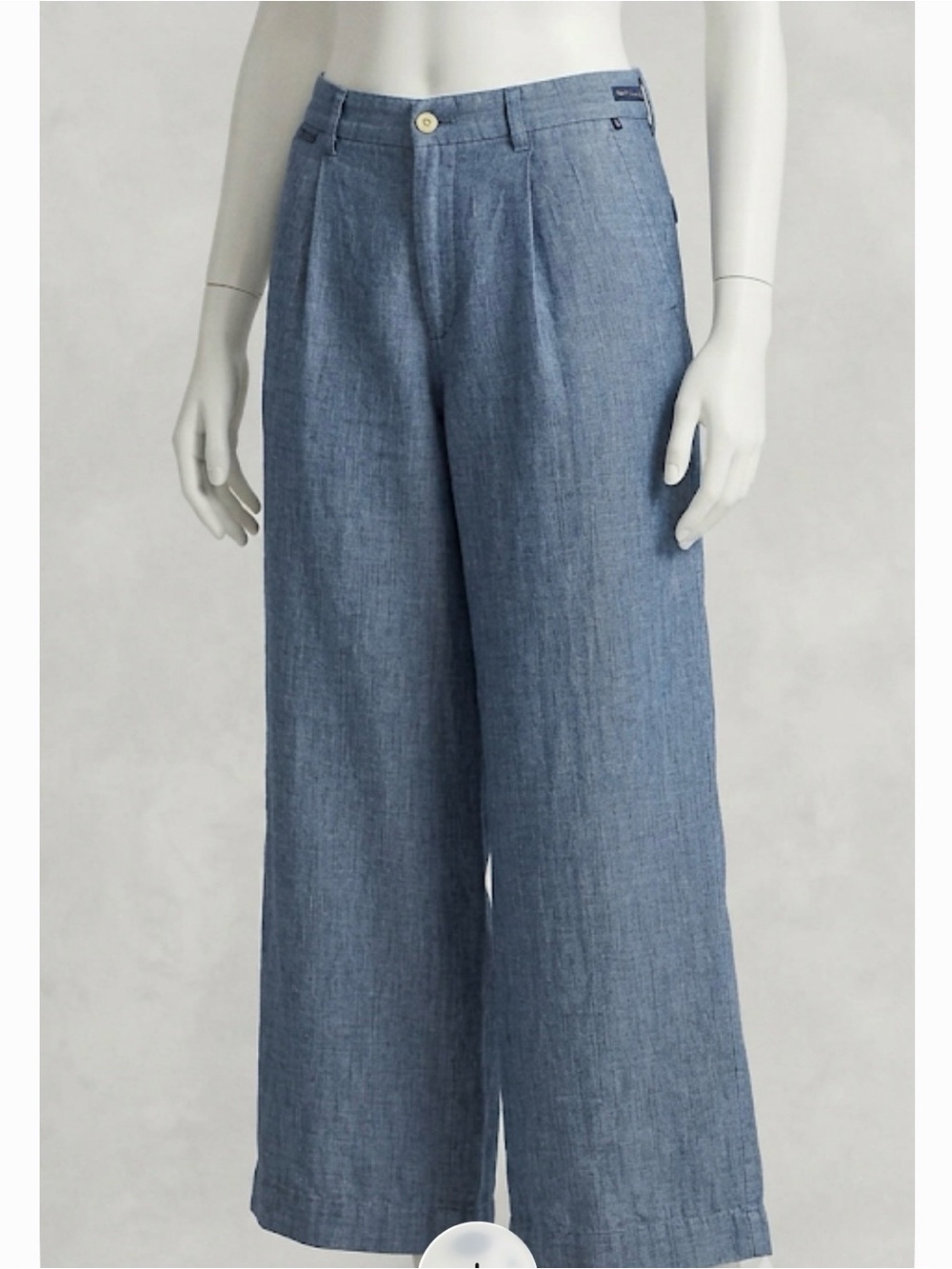 Ralph Lauren Blue Wide-Leg Linen Blend Chinos